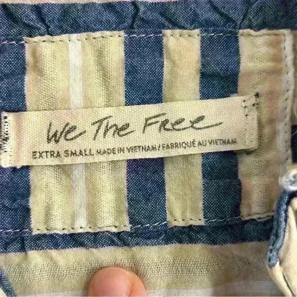 We The Free Striped Button Down Oversized Cotton Women's Shirt XS‎ - Picture 3 of 6